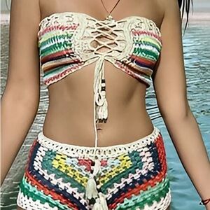 Multicolor Crochet Bikini Set